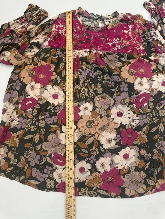 SAVANNA JANE NWT 2X Smokes Floral Yoke Blouse - Pink Floral - Picture 6 of 9